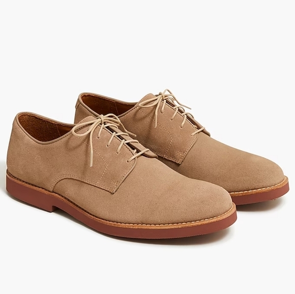 J. Crew Other - J. Crew Mens Kenton Suede Bucks 9 Cream Red Soles Oxford Shoes Lace Up